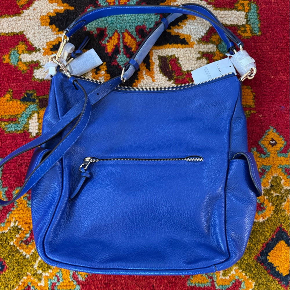 Coach Royal Blue Leather Shoulder Bag - Picture 3 of 6